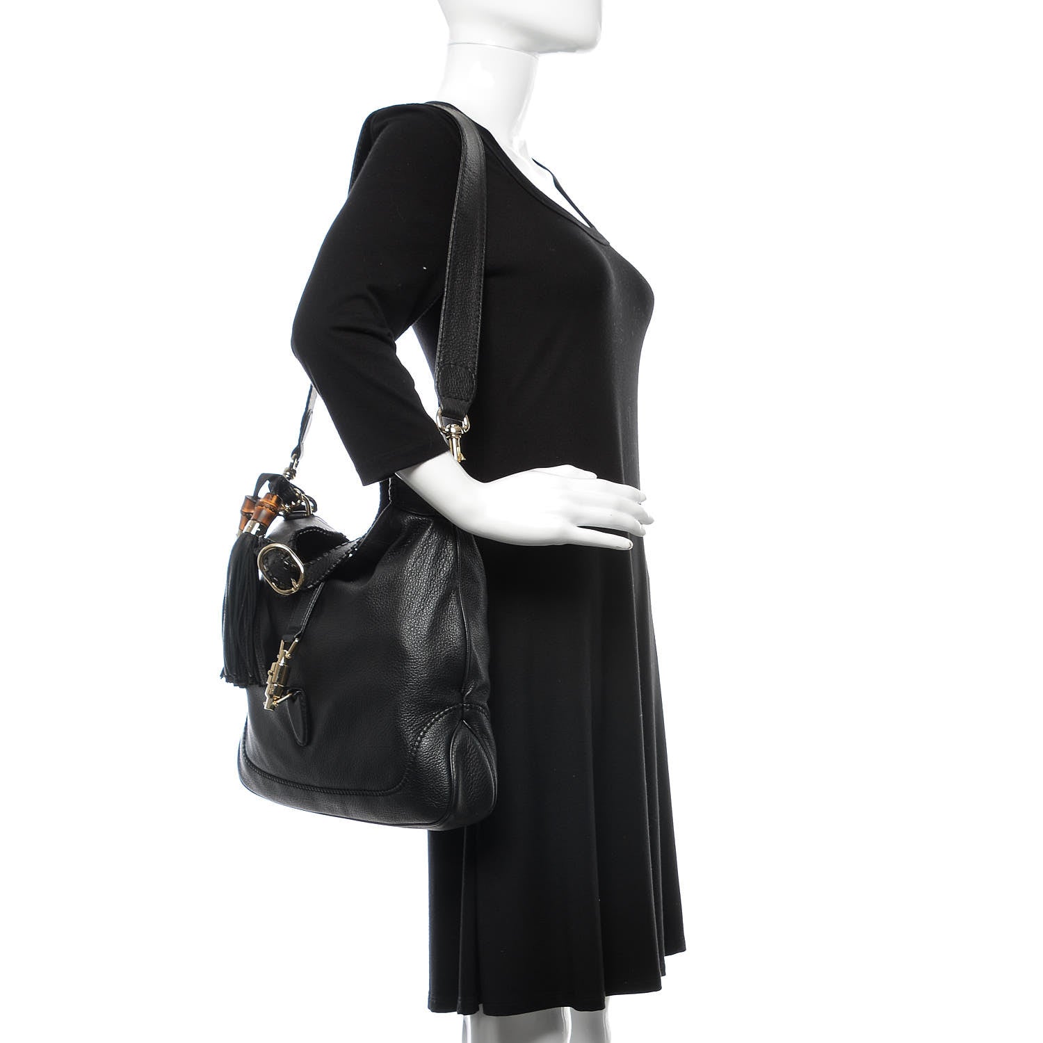 Gucci Pebbled Calfskin Medium New Jackie Shoulder Bag Black 3 of 10