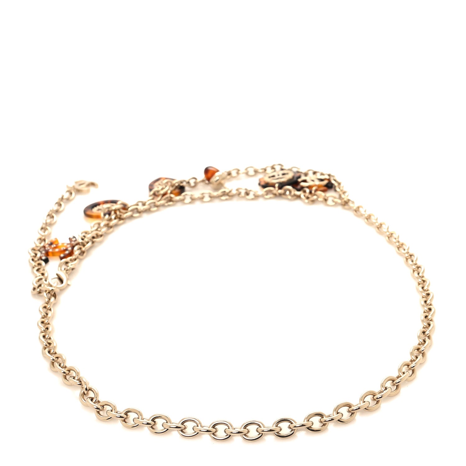 Chanel Resin Chain Logo Acorn Charm Belt 90 36 Tortoise Gold 2 of 4
