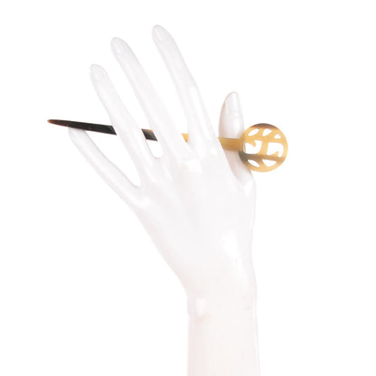 Hermes Buffalo Horn Curved H Droit Hair Pick 2 of 4