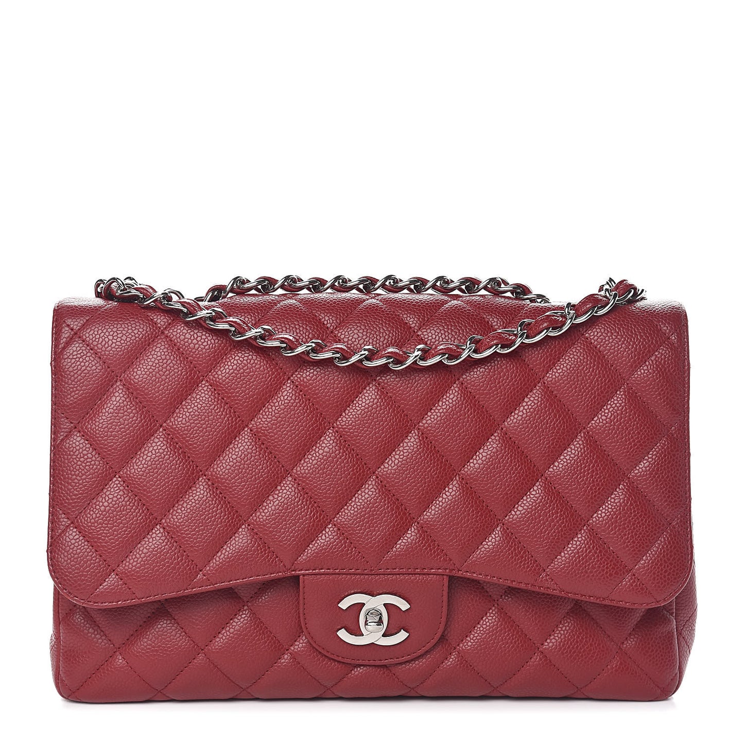 Caviar Quilted Jumbo Single Flap Red