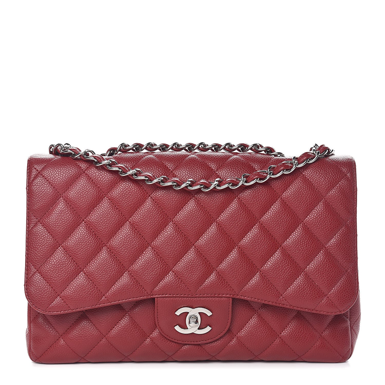 Chanel Caviar Quilted Jumbo Single Flap Red 1 of 14