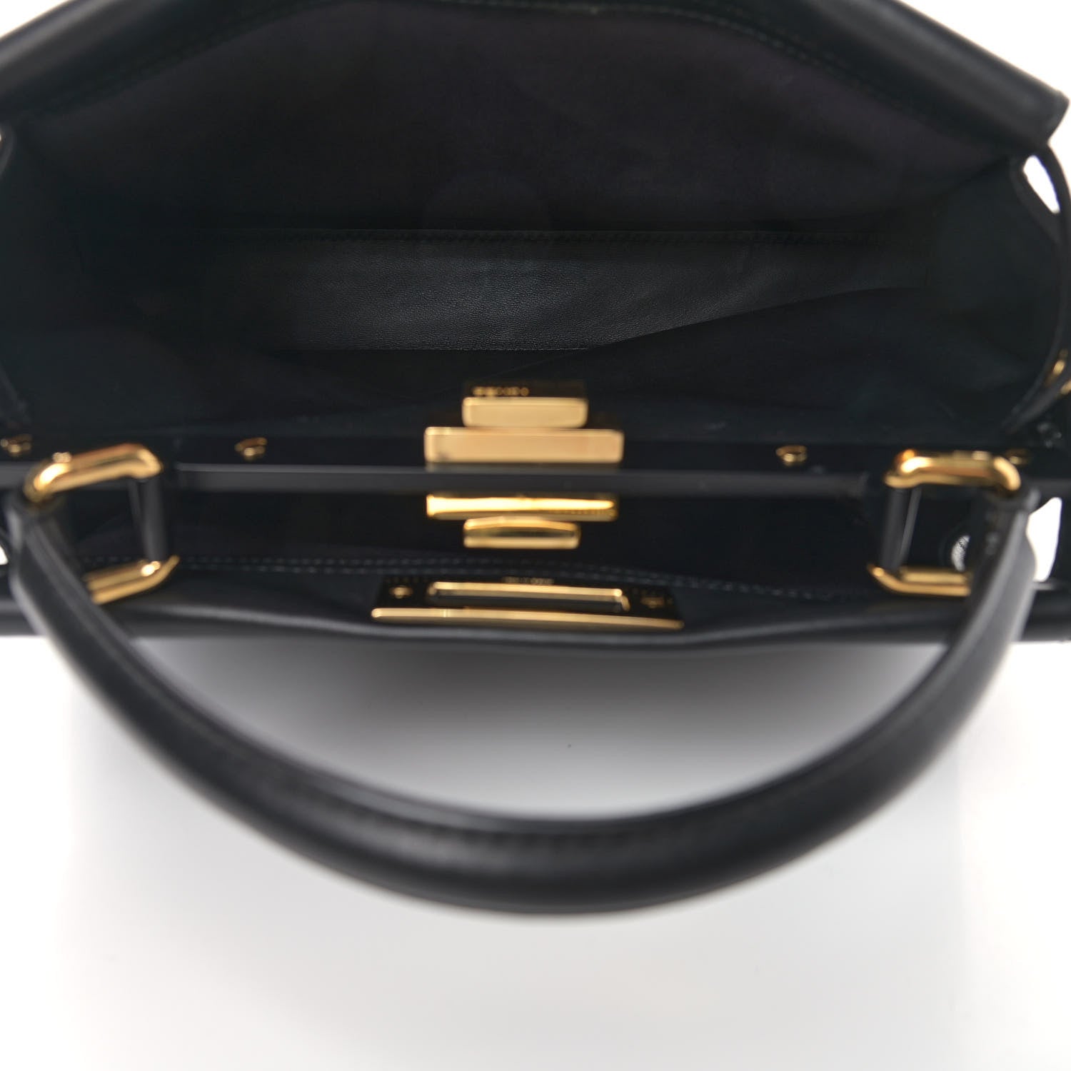 Fendi Vitello Seta Shiny Nappa Medium Peekaboo Iconic Satchel Black 5 of 9