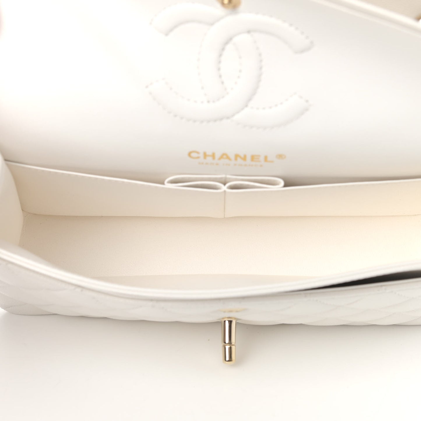 Caviar Quilted Small Double Flap White
