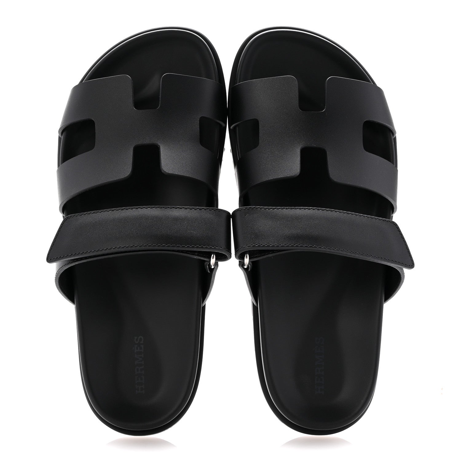 Hermes Calfskin Womens Chypre Sandals 38.5 Black 2 of 10