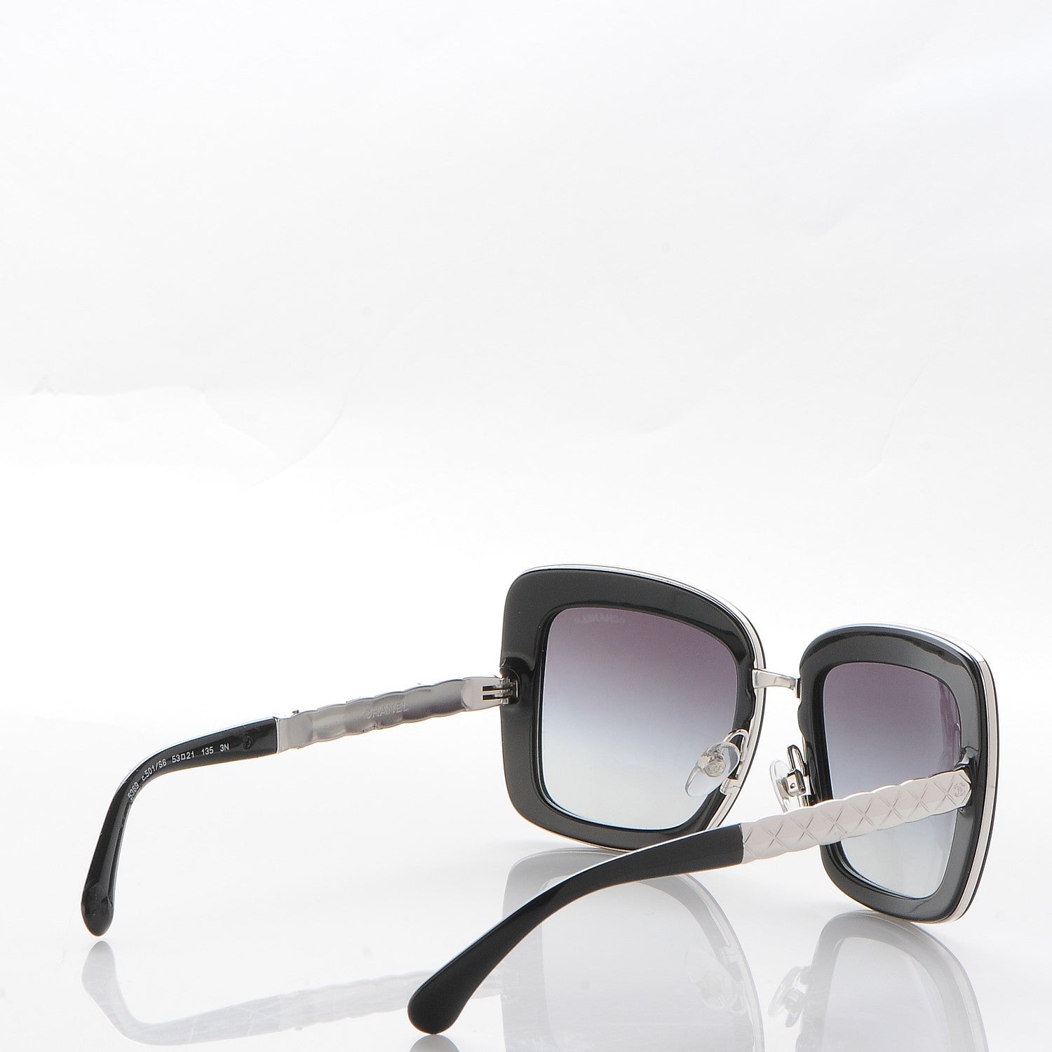Chanel Metal Square Spring Sunglasses 5369 Black Silver 4 of 10