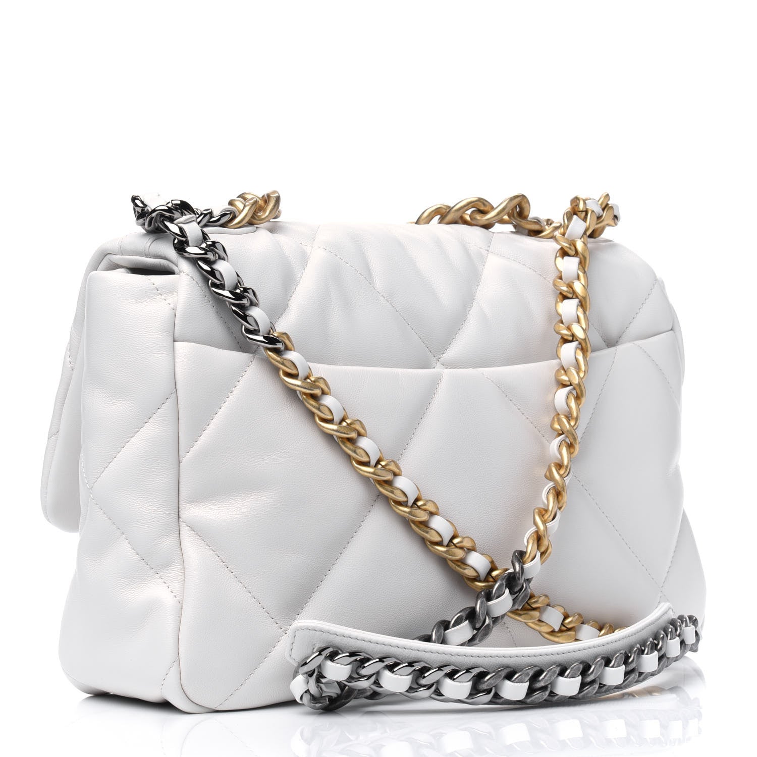 Chanel Goatskin Quilted Large Chanel 19 Flap White 2 of 4