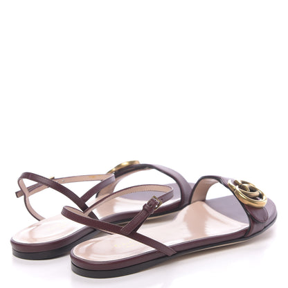 Gucci Lifford Calfskin GG Marmont Ankle Wrap Flat Sandals 36 Vintage Bordeaux 4 of 8