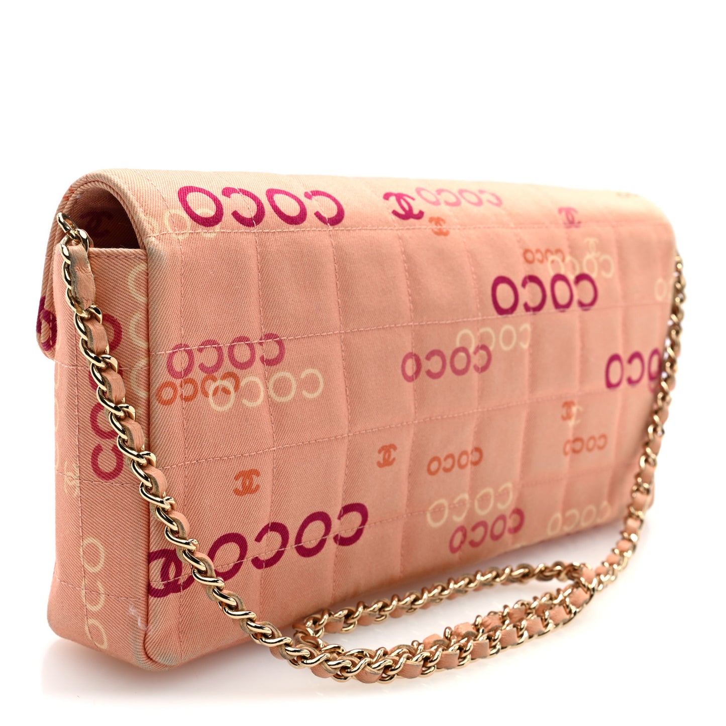 Canvas Chocolate Bar Quilted Coco East West Flap Pink