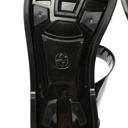 Gucci Shiny Rubber Double G Buckle Strap Sandals 10 Black 6 of 8