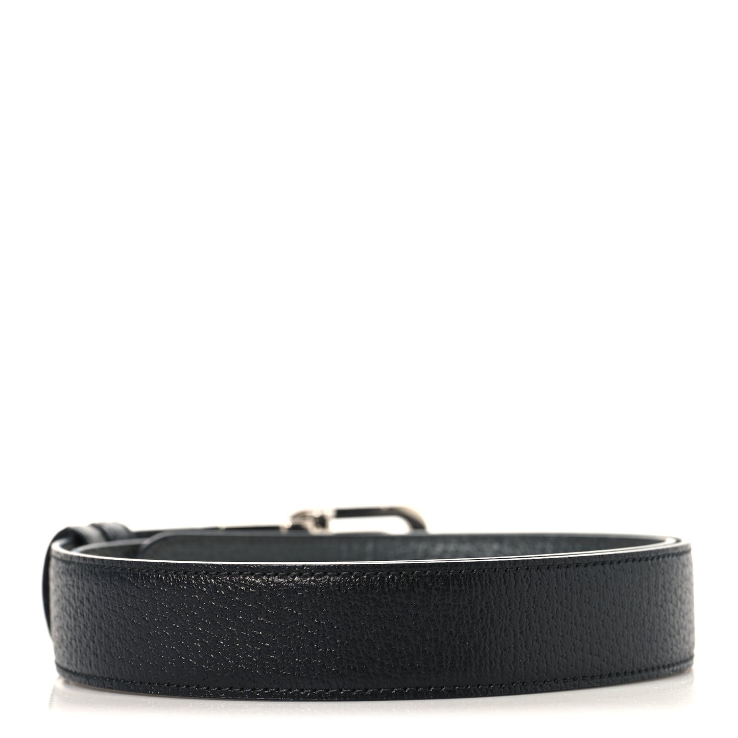 Textured Dollar Calfskin Squared Interlocking G 30mm Reversible Belt 85 34 Black