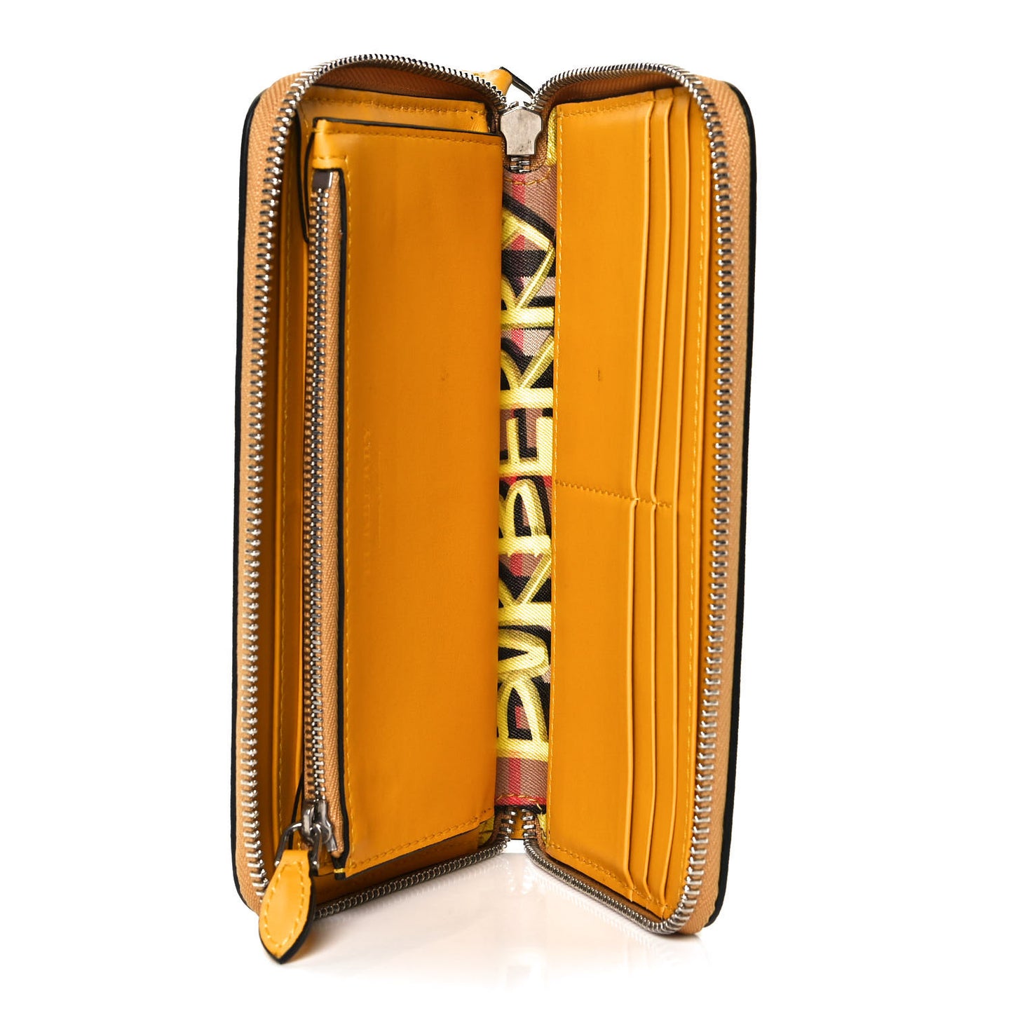 Vintage Check Graffiti Print Zip Around Wallet Yellow