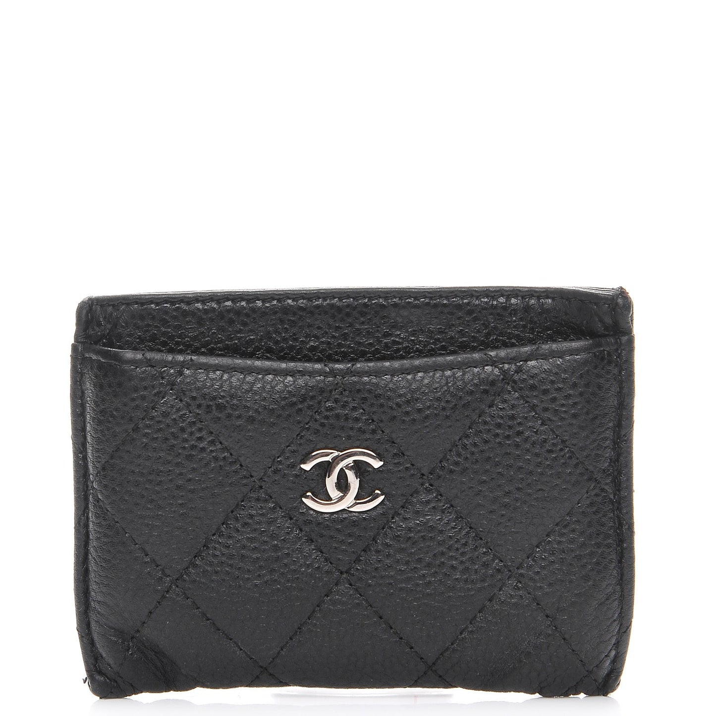 Caviar Quilted Card Holder Black