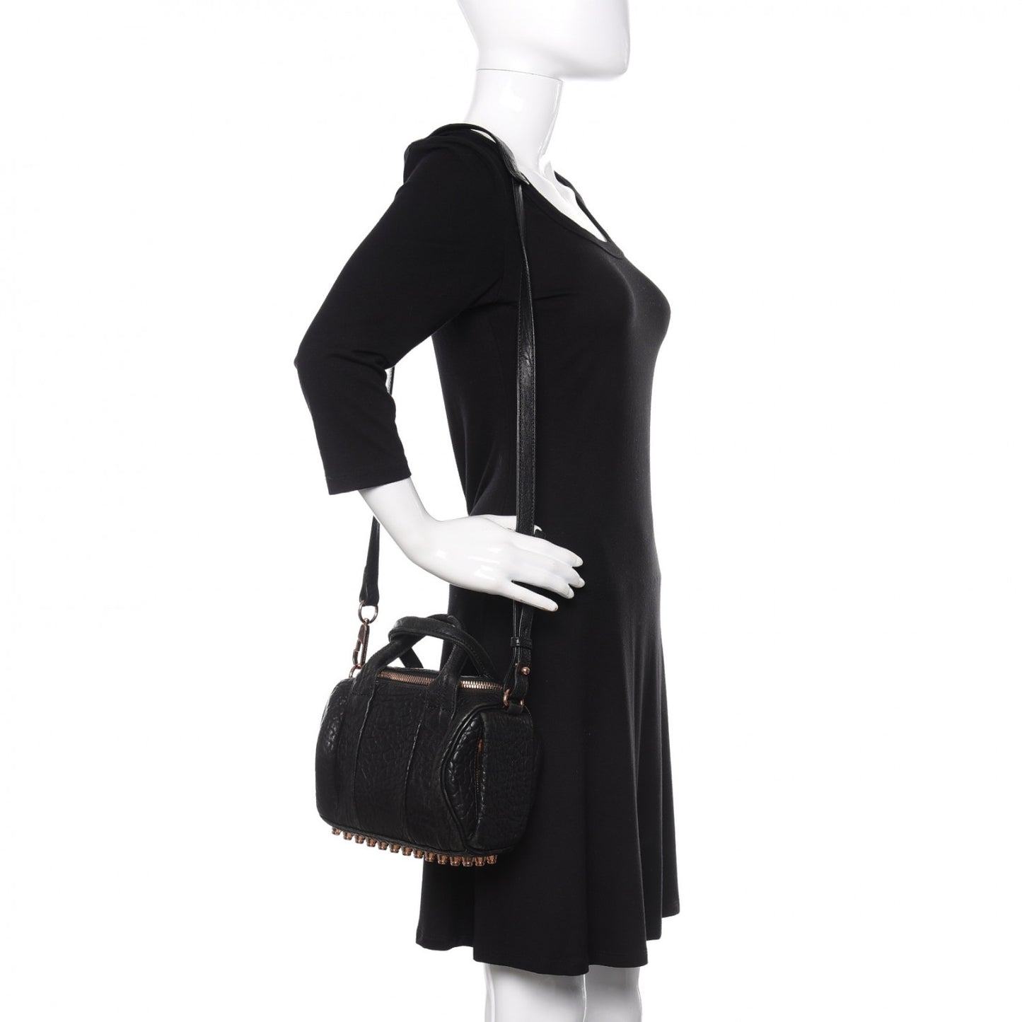 Pebbled Lambskin Mini Rockie Black Rose Gold Hardware