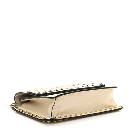 Valentino Garavani Pebbled Calfskin Rockstud Side Slip Crossbody Ivory 4 of 10