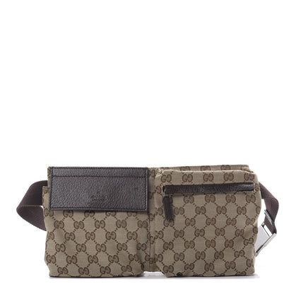 Gucci GG Monogram Double Pocket Belt Bag Dark Brown 1 of 10