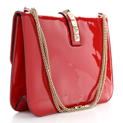 Valentino Garavani Patent Large Glam Lock Rockstud Flap Red 3 of 12
