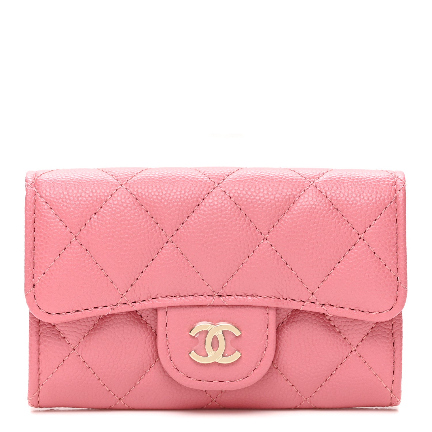 Chanel Caviar Quilted Flap Card Holder Wallet Pink 1 of 8