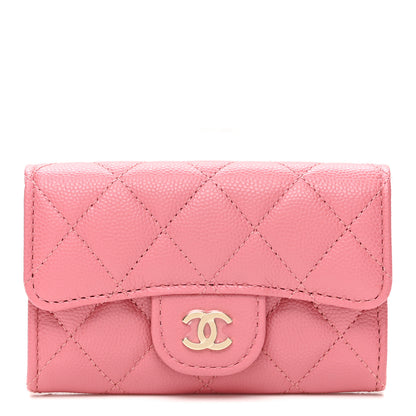 Chanel Caviar Quilted Flap Card Holder Wallet Pink 1 of 8