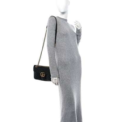 Gucci Calfskin Matelasse Small GG Marmont Shoulder Bag Black 2 of 13