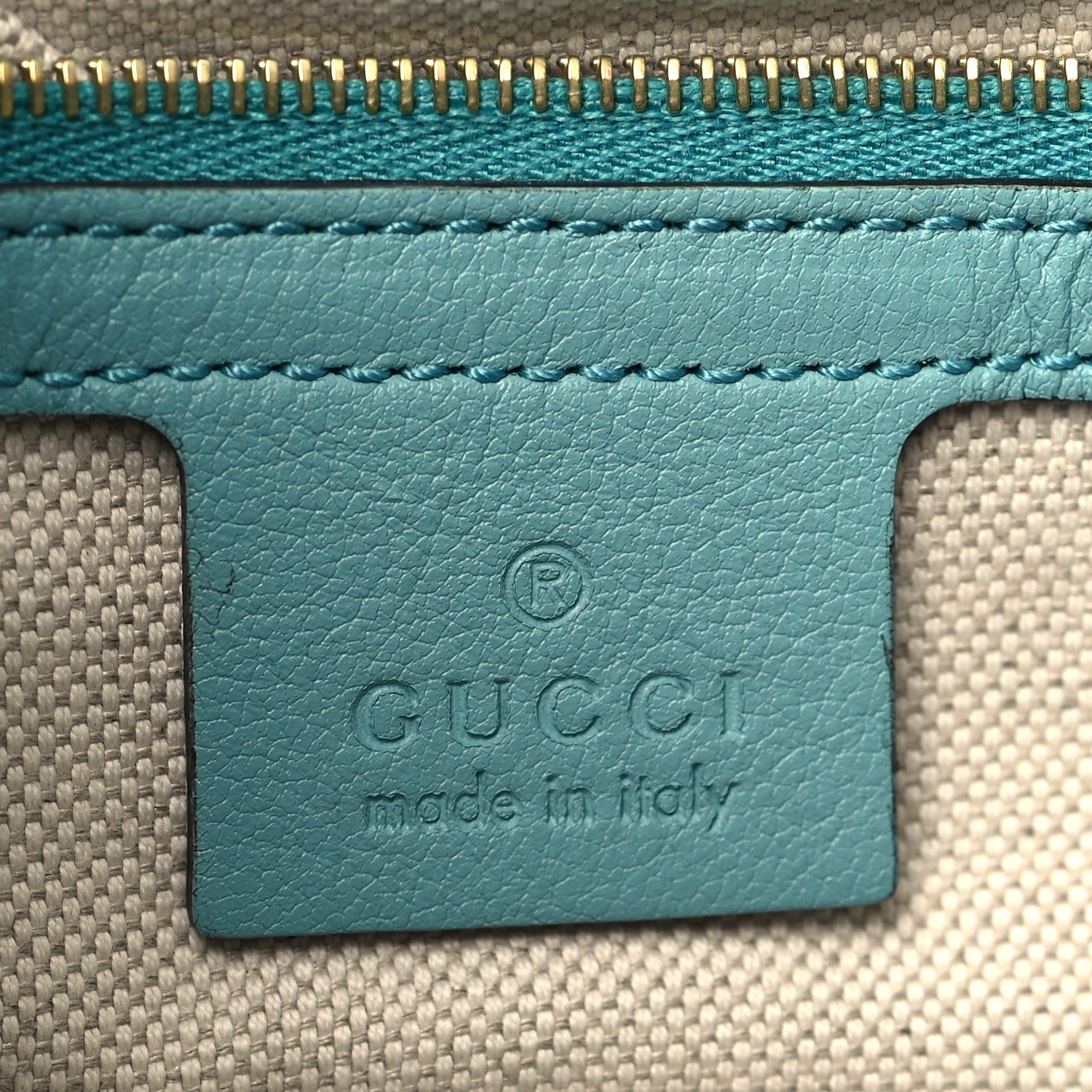 Gucci Wonka Grain Calfskin Bi-Color GG Debossed Medium GG Shoulder Bag Deep Orange Dusty Azure 6 of 9
