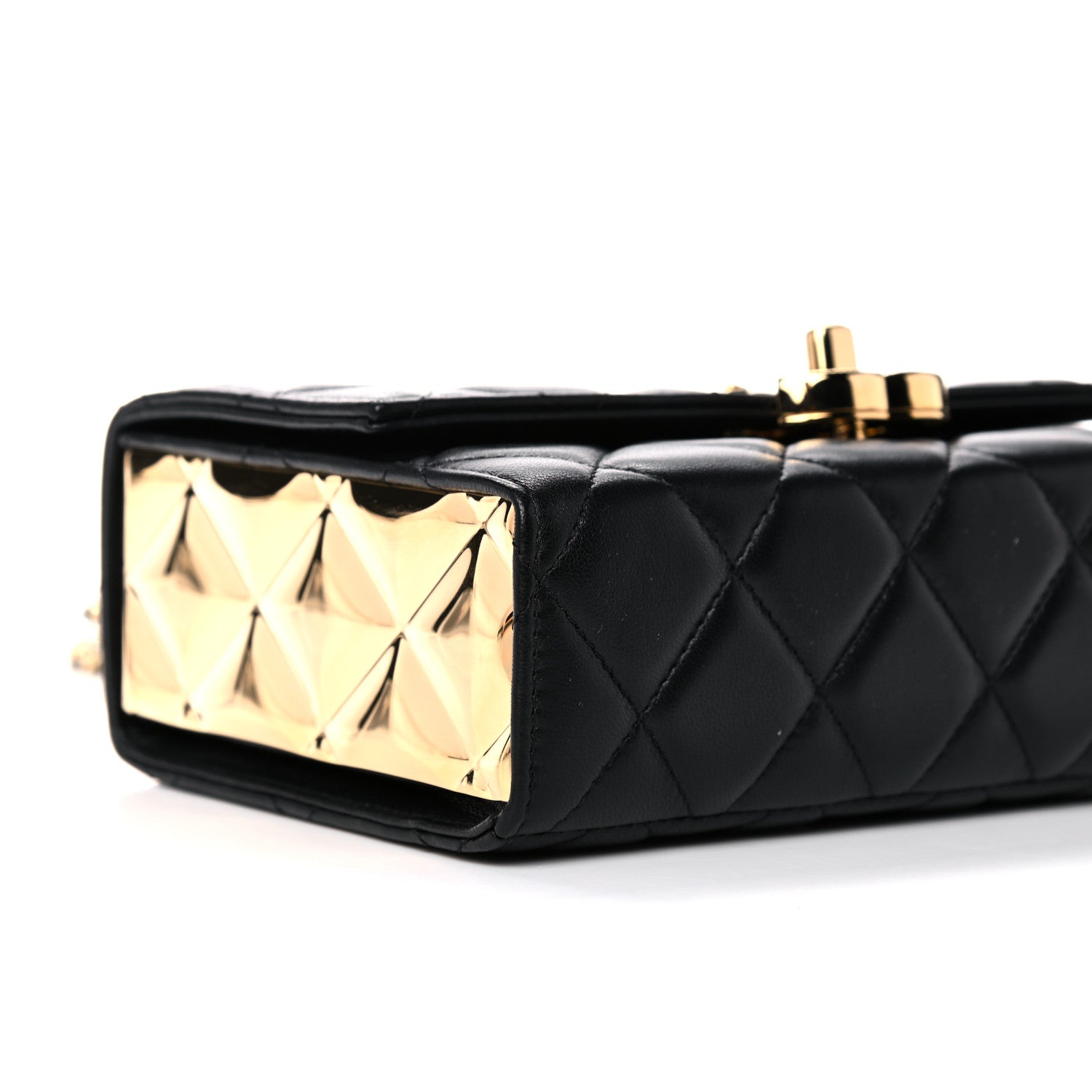 Chanel Lambskin Quilted Mini Golden Plate Flap Black 8 of 14