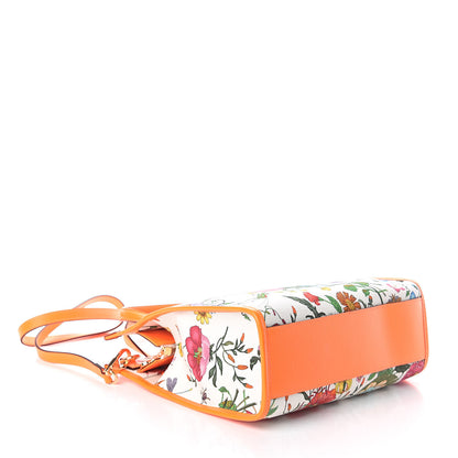 Gucci Canvas Medium Flora Tote White Multicolor Orange Fluo 4 of 9