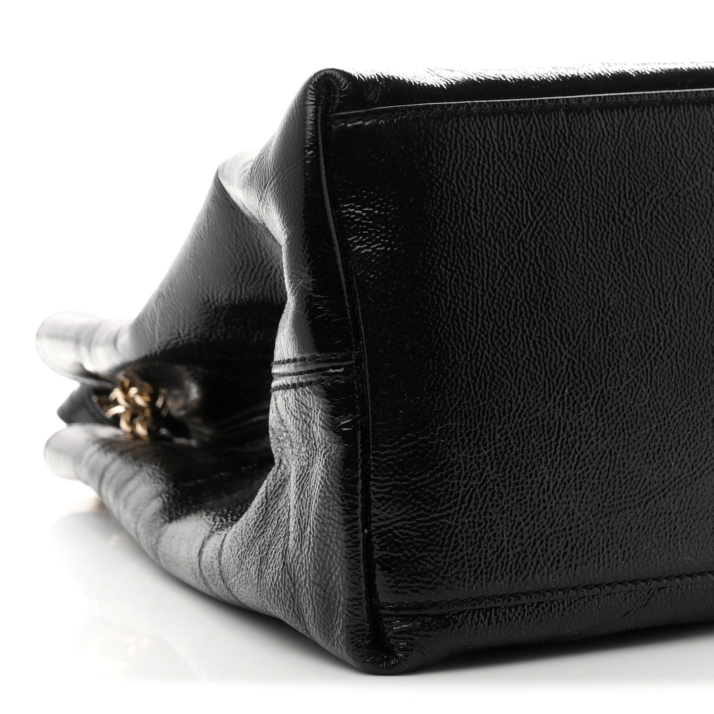 Patent Medium Soho Chain Shoulder Bag Black