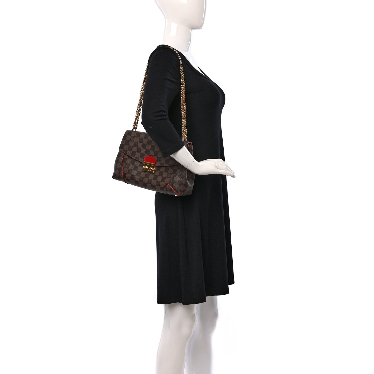 Damier Ebene Caissa Clutch Cherry