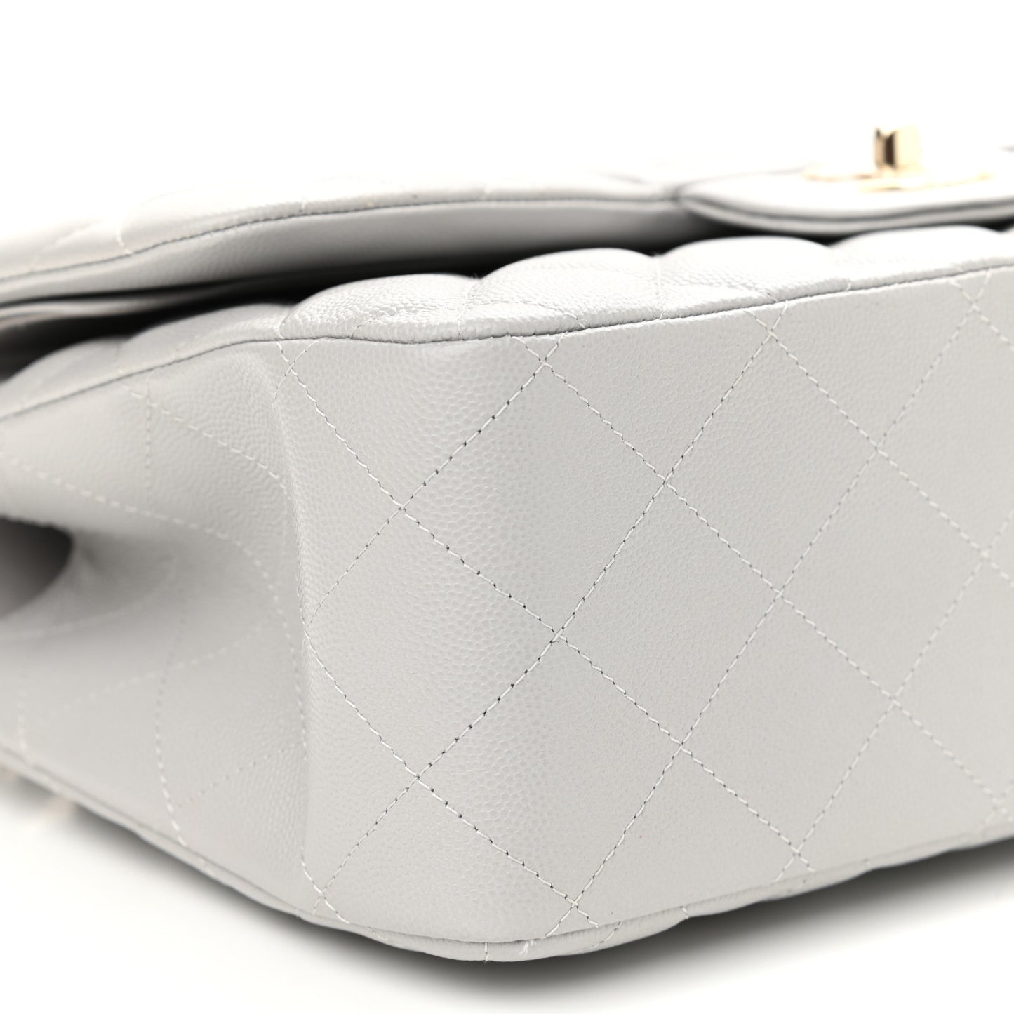 Caviar Quilted Jumbo Double Flap Grey