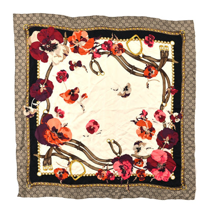 Gucci Silk Twill GG Monogram New Panshie Square Scarf Black Dark Purple 1 of 3