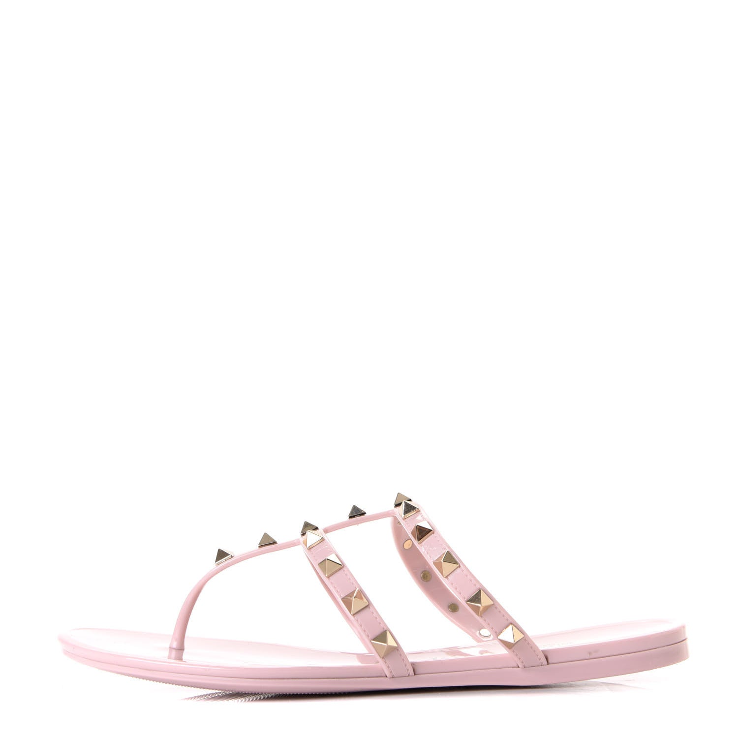 Valentino Garavani PVC Jelly Rockstud Caged Flat Thong Sandals 38 Water Rose 1 of 8