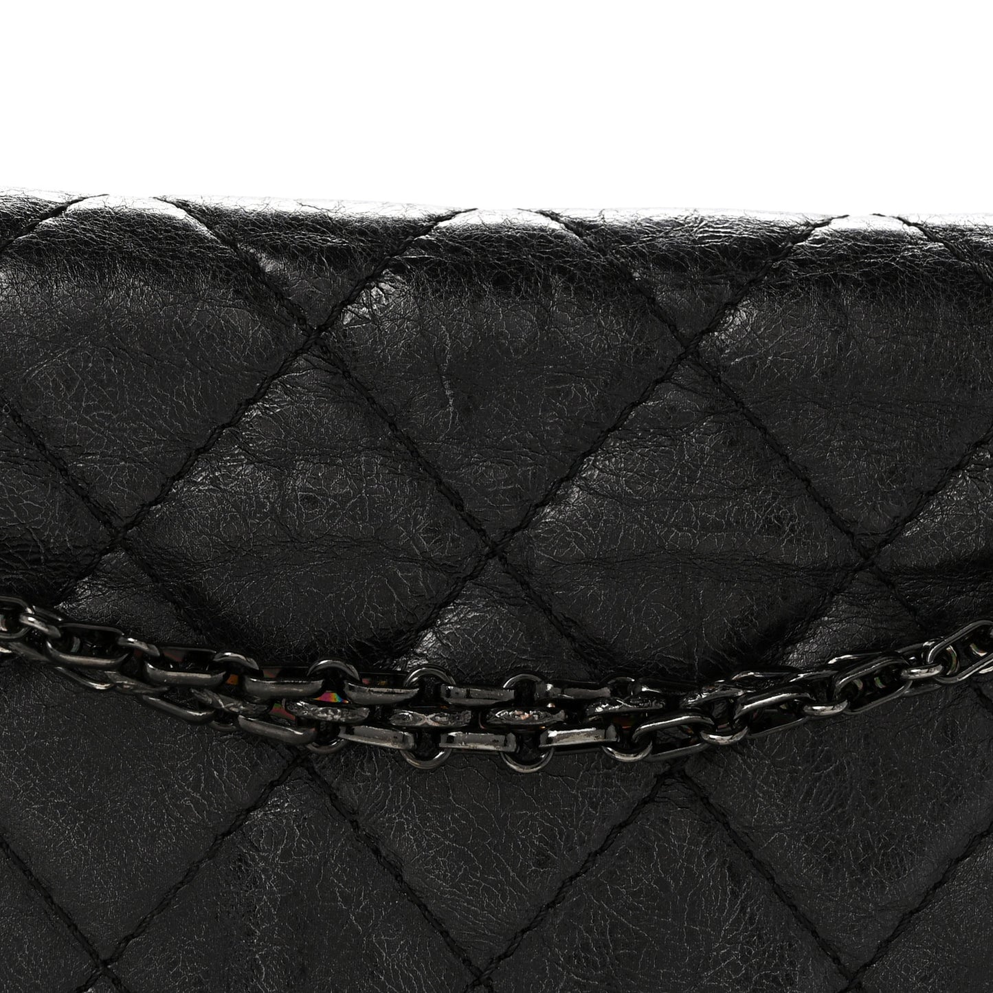 Metallic Aged Calfskin Quilted 2.55 Reissue 227 Flap So Black
