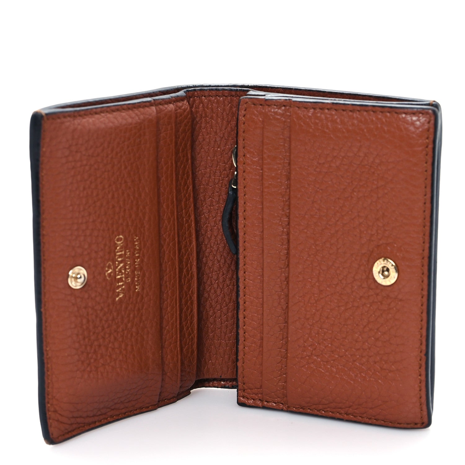 Valentino Garavani Calfskin Rockstud Bi-Fold Card Holder Brown 5 of 9
