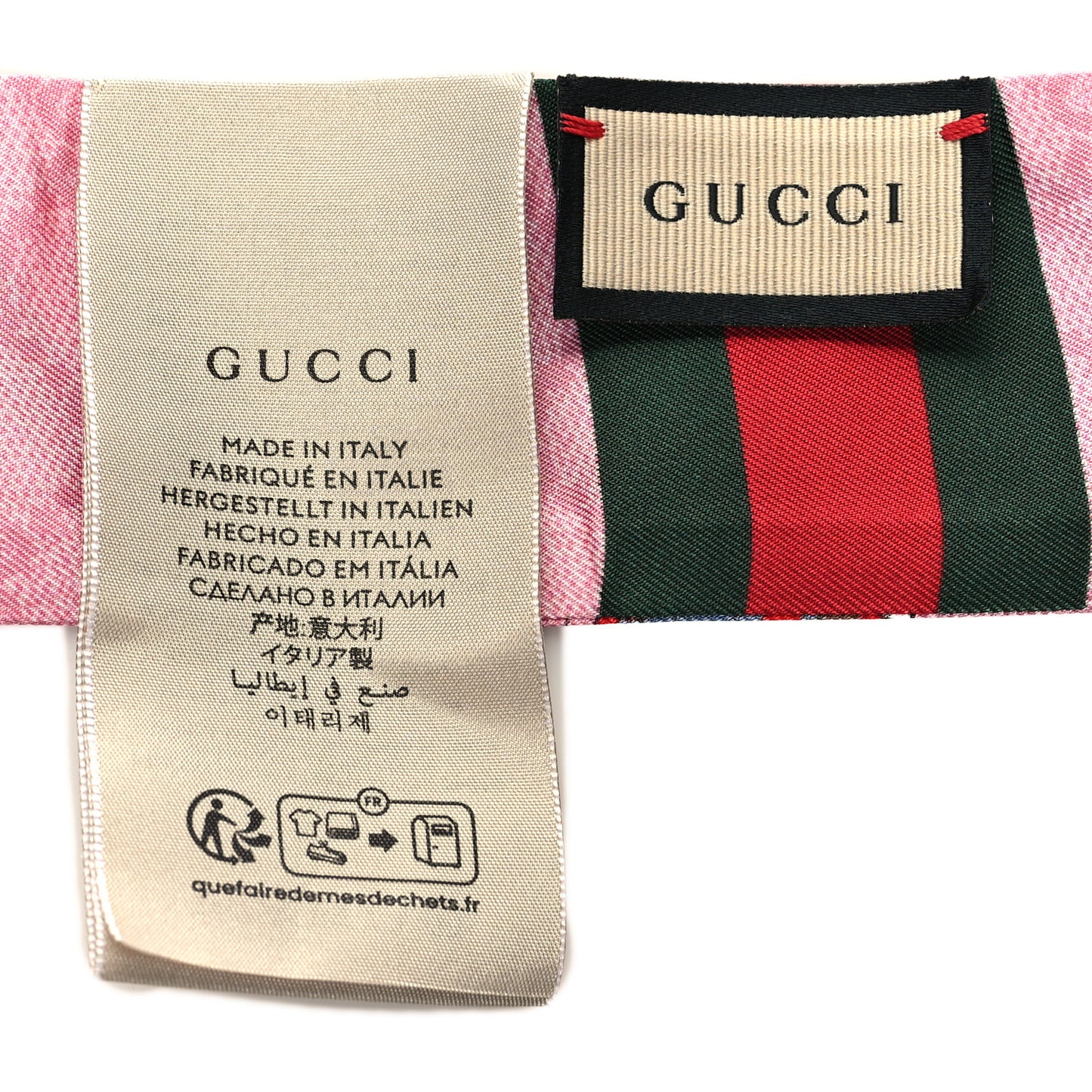 Silk Twill GG Monogram Floral Print Neck Bow Scarf Roseate