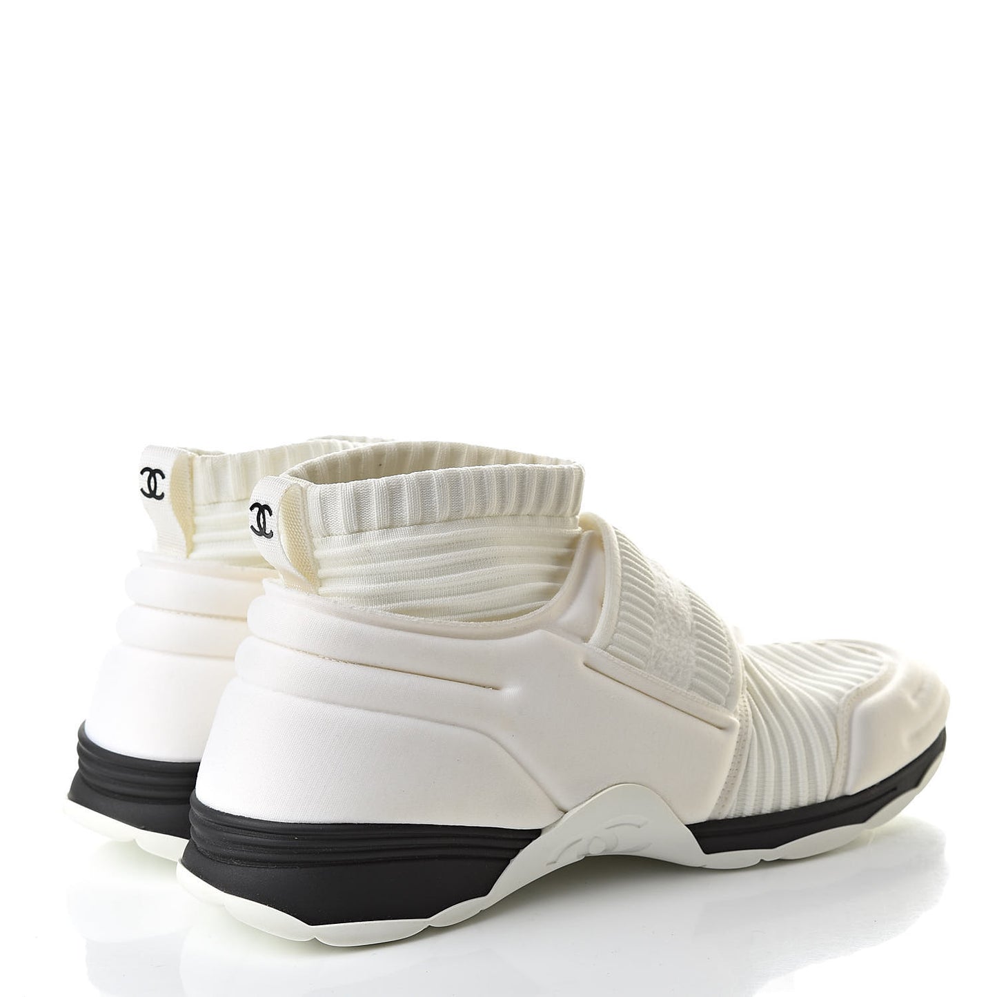 Stretch Fabric CC Sneakers 38.5 White
