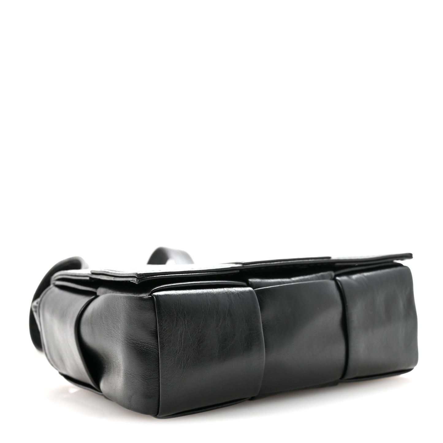 Crinkled Lambskin Maxi Intrecciato Extra Mini Cassette Crossbody Bag Black