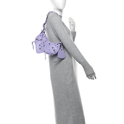 Balenciaga Extra Supple Calfskin Crocodile Embossed Le Cagole Shoulder Bag XS Lilac 2 of 11
