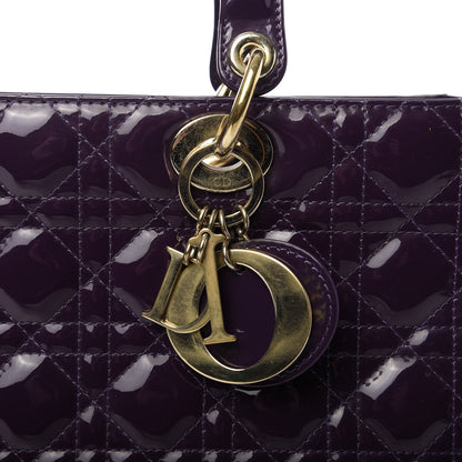 Christian Dior Patent Cannage Large Lady Dior Violet Purple 10 of 11