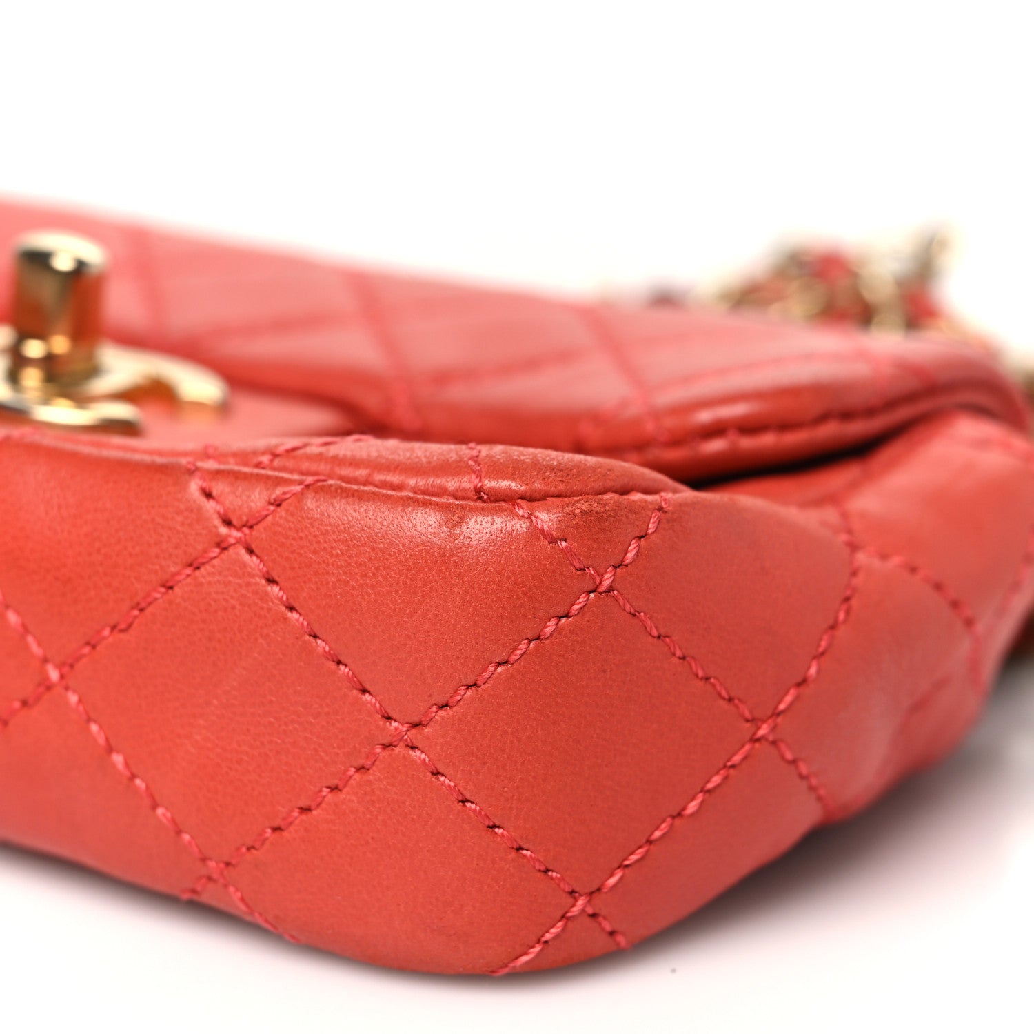 Chanel Lambskin Quilted Extra Mini Cruise Charm Flap Coral 10 of 11