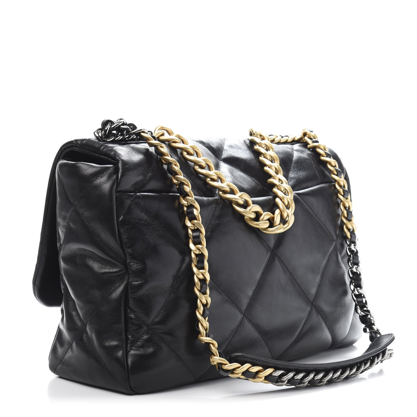 Goatskin Quilted Maxi 19 Flap Black