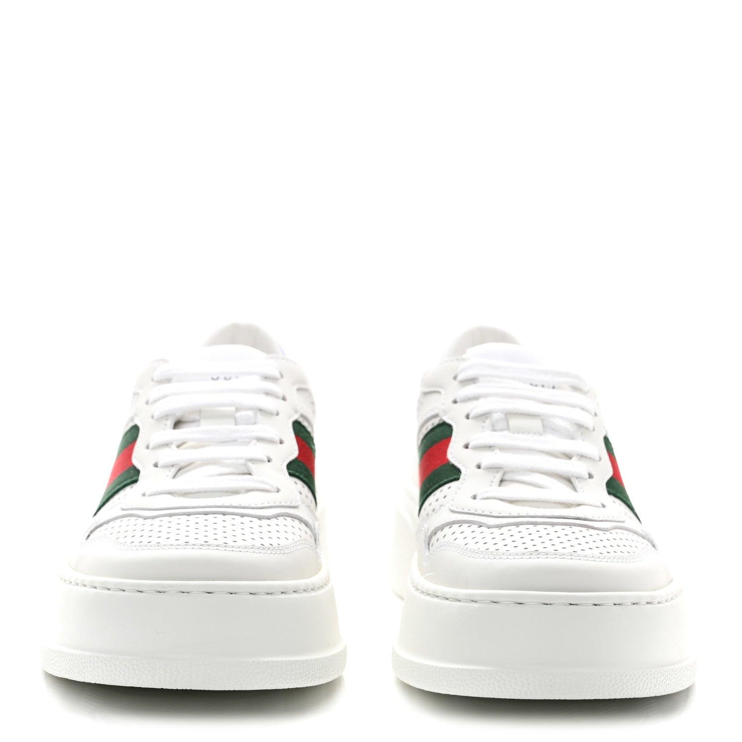 Gucci Calfskin Web Perforated Womens Platform 55mm Sneakers 36 White Bright Splash 2 of 10