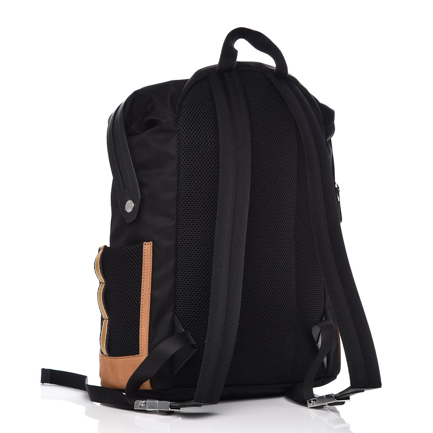 Nylon Contrast Buckle Backpack Black Copper