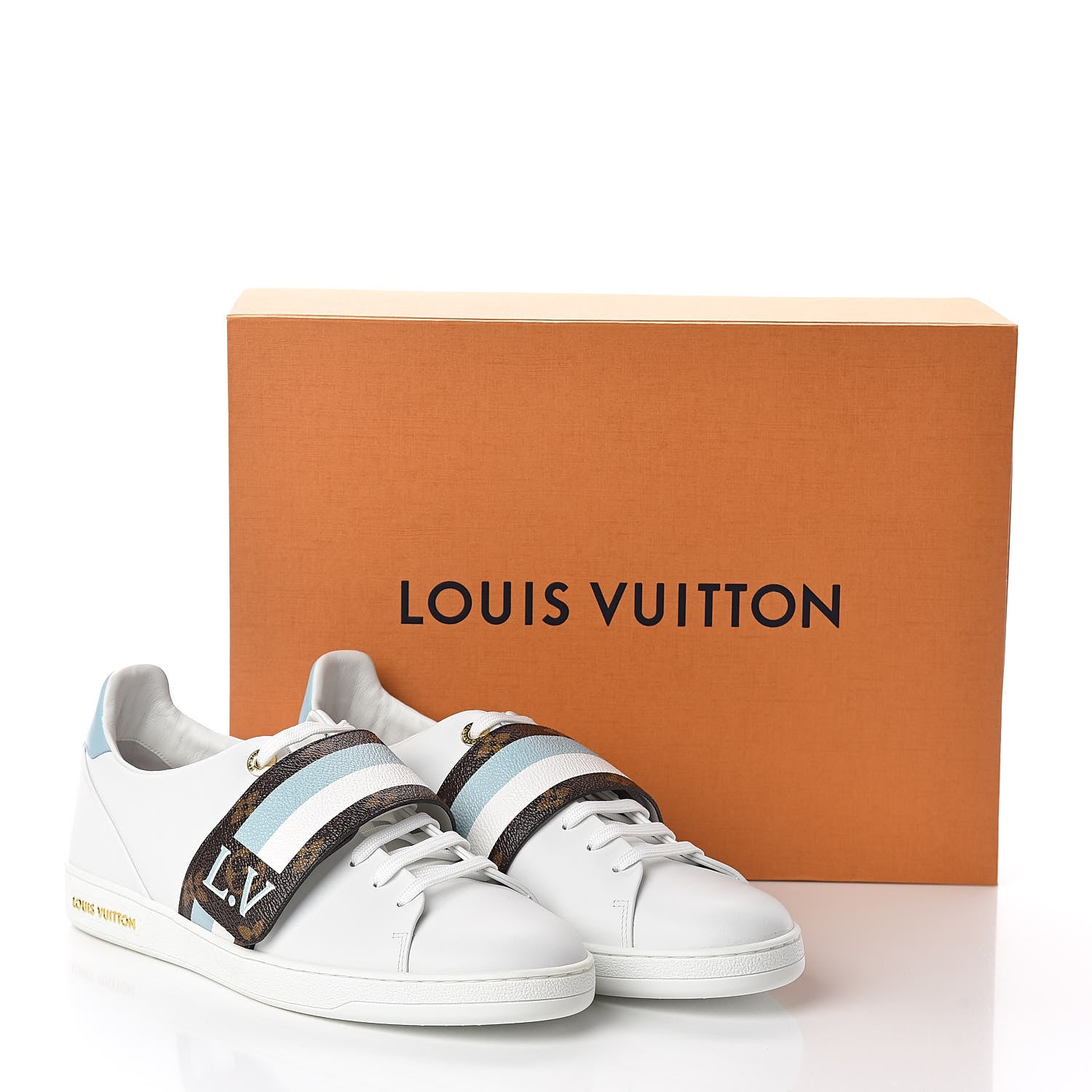 Louis Vuitton Calfskin Monogram Striped Frontrow Sneakers 41 White 8 of 8
