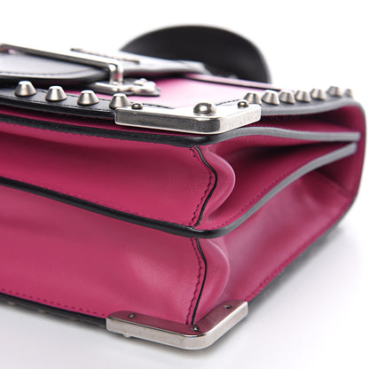 Prada City Calf Saffiano Studded Cahier Bag Fuxia Black 8 of 10
