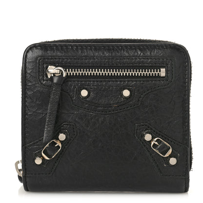 Balenciaga Agneau Classic Silver Hardware Compact Wallet Black 1 of 9