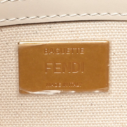 Fendi Canvas Vitello Seta FF Multicolor Embroidered Baguette Grezzo Multicolor Latte 6 of 10