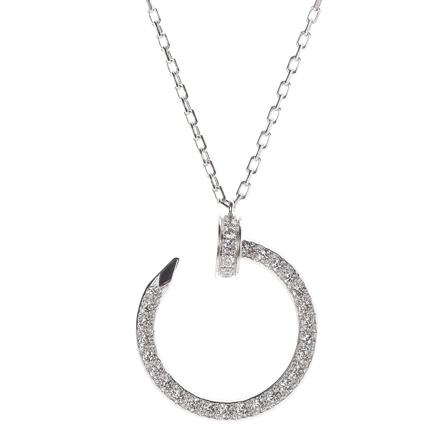 18K White Gold Diamond Juste Un Clou Paved Pendant Necklace