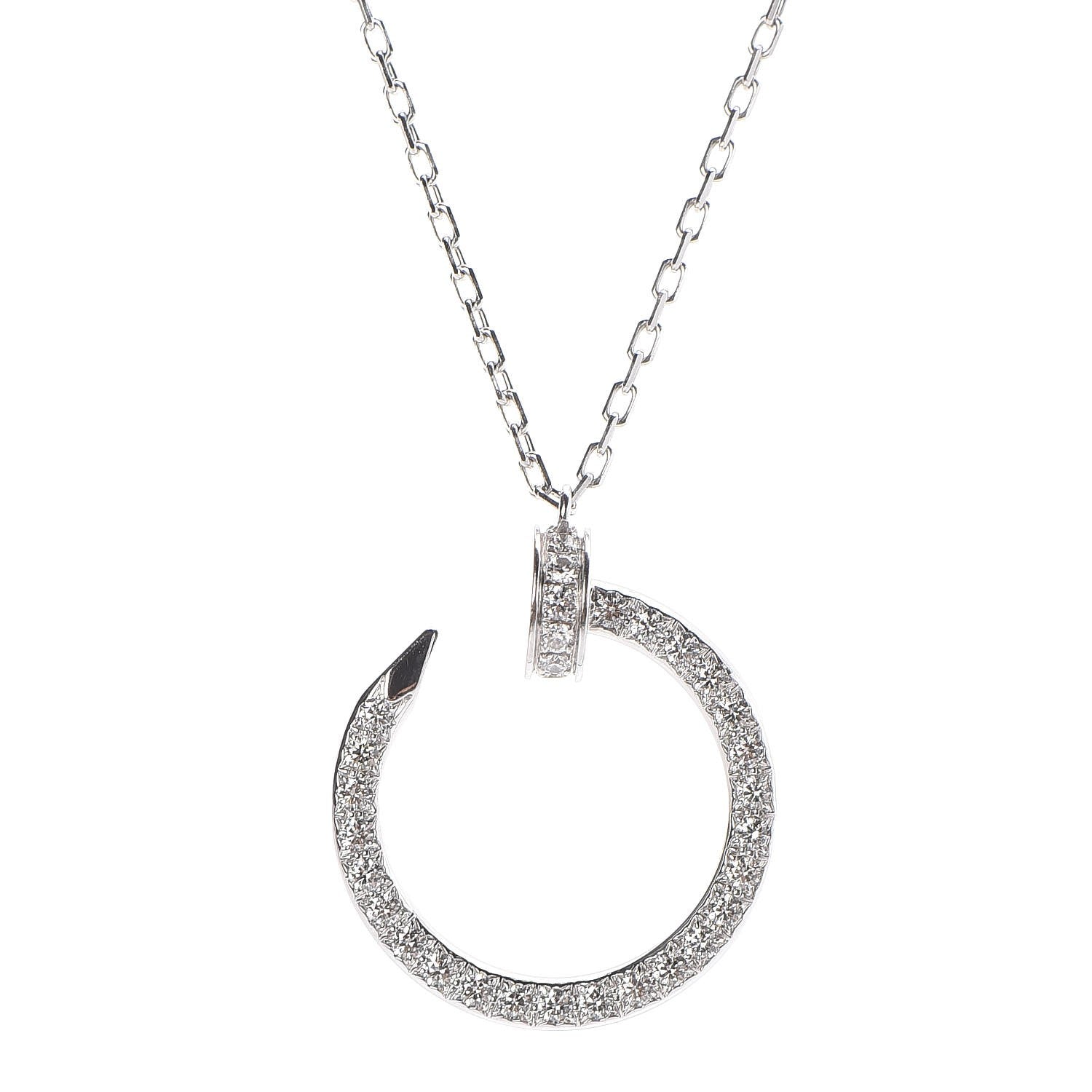 Cartier 18K White Gold Diamond Juste Un Clou Paved Pendant Necklace 4 of 7