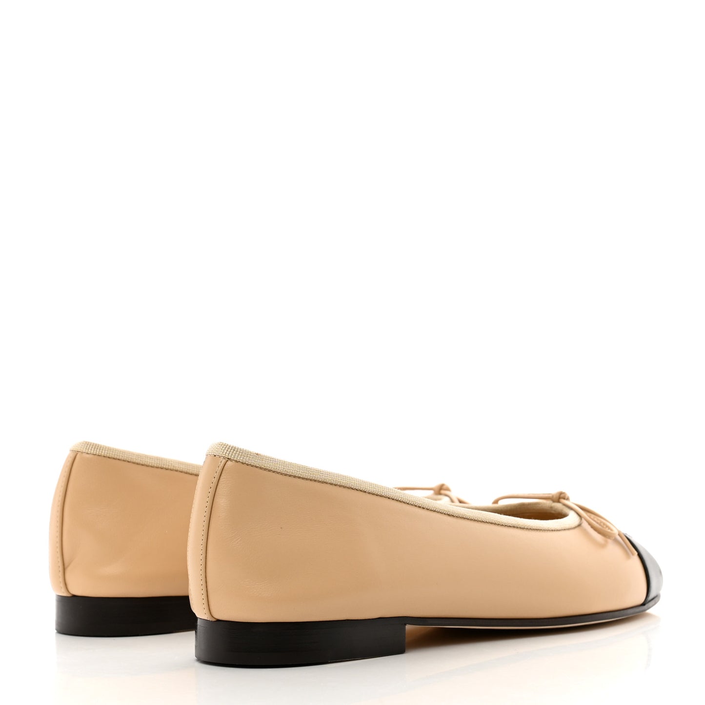 Lambskin Cap Toe CC Ballerina Flats 37.5 Beige Black