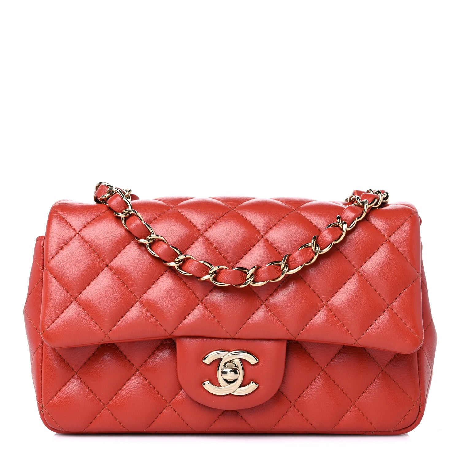 Chanel Lambskin Quilted Mini Rectangular Flap Brown 1 of 10